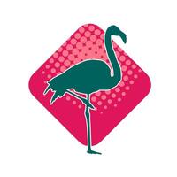 silhouet van een flamingo vogel dier in elegant houding. vector