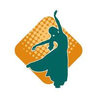 silhouet van een vrouw ballet danser in actie houding. silhouet van een ballerina meisje dansen houding. vector