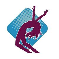 silhouet van een vrouw ballet danser in actie houding. silhouet van een ballerina meisje dansen houding. vector