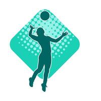 silhouet van een vrouw volley atleet in actie houding. silhouet van een vrouw spelen volley bal sport. vector