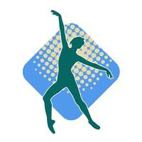 silhouet van een vrouw ballet danser in actie houding. silhouet van een ballerina meisje dansen houding. vector