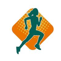 silhouet van een sportief vrouw in rennen houding. silhouet van een vrouw rennen houding. vector