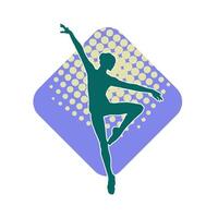 silhouet van een vrouw ballet danser in actie houding. silhouet van een ballerina meisje dansen houding. vector