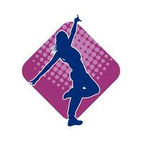 silhouet van een vrouw danser in actie houding. silhouet van een slank vrouw in dansen houding. vector