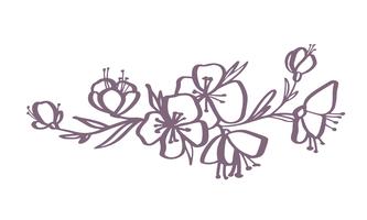 moderne bloemen tekenen en schets bloemen met lijntekeningen geïsoleerd op een witte achtergrond vector