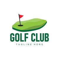 golf club logo ontwerp en buitenshuis sport vector golf stok en bal sjabloon illustratie