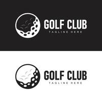 golf club logo ontwerp en buitenshuis sport vector golf stok en bal sjabloon illustratie