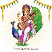 prachtige Indiase festival vasant panchami op Indiase god Saraswati maa religieuze achtergrond vector