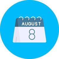8e van augustus vlak cirkel icoon vector
