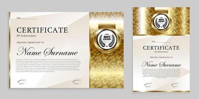 prijs certificaat ontwerp met luxe goud modern thema. charters, prestaties, plaquettes zijn geschikt voor divers evenementen. vector