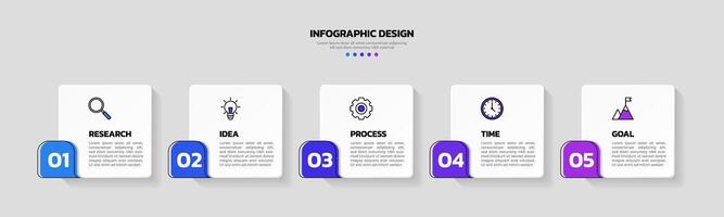 modern bedrijf infographic sjabloon met 5 opties of stappen pictogrammen. vector