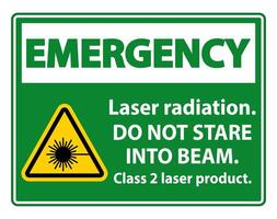 laserstraling voor noodgevallen, niet in de straal staren, klasse 2 laserproductteken op witte achtergrond vector