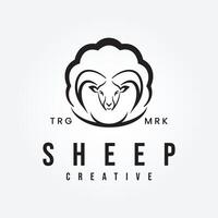 schapen hoofd logo lijn kunst ontwerp vector illustratie