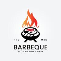 gerookt barbecue en rooster logo vector illustratie ontwerp