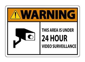 waarschuwing dit gebied is onder 24-uurs videobewaking symbool teken geïsoleerd op een witte achtergrond, vectorillustratie vector