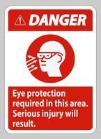 gevarenteken oogbescherming vereist in dit gebied, zal ernstig letsel tot gevolg hebben vector