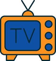 TV lijn gevulde twee kleuren icoon vector