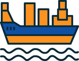 lading schip lijn gevulde twee kleuren icoon vector