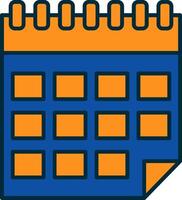 kalender lijn gevulde twee kleuren icoon vector