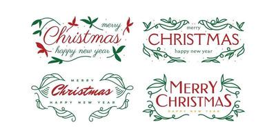 prettige kerstdagen en gelukkig nieuwjaar belettering ontwerp voor kaart, spandoek of poster. merry christmas typografie set vector