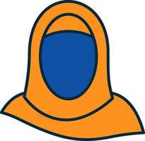 hijab lijn gevulde twee kleuren icoon vector