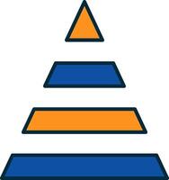 piramide lijn gevulde twee kleuren icoon vector