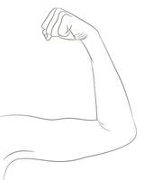 vrouwelijke goed gestemde biceps. gebogen arm toont vooruitgang na fitness vector