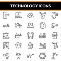 technologie pictogrammen, technologie lijn pictogrammen vector