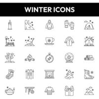winter pictogrammen, winter lijn pictogrammen vector