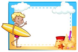 Frame met een jongen op het strand vector