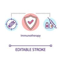 immunotherapie concept icoon. kanker behandeling idee dunne lijn illustratie. oncologische therapie. kanker vaccin. medische hulp. vector geïsoleerde omtrek rgb kleur tekening. bewerkbare streek