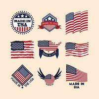 gemaakt in usa badges vector