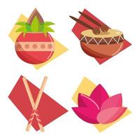 navratri icon set vector