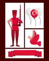 Turkse overwinning onafhankelijkheid pictogrammen vector