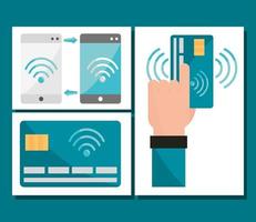 nfc technologie set vector