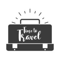 koffer en tijd om te reizen belettering vector