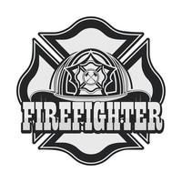 brandweerhelm en insignes vector