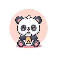 schattig vector ontwerp illustratie van panda drinken boba