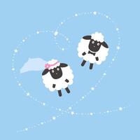 romantisch tekens in liefde. schattig schapen man en vrouw. tekenfilm bruid en bruidegom vector