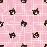 schattig zwart kat naadloos patroon Aan abstract achtergrond vector