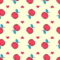 naadloos patroon van rood appels met harten vector
