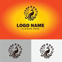 Pauw logo luxe stijl icoon bedrijf merk bedrijf Pauw logo sjabloon bewerkbare vector