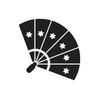 in de hand gehouden ventilator icoon logo vector ontwerp sjabloon