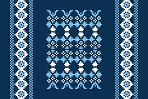 etnisch meetkundig kleding stof patroon kruis steek.ikat borduurwerk etnisch oosters pixel patroon marine blauw achtergrond. abstract,vector,illustratie. textuur, kleding, sjaal, decoratie, motieven, zijde behang. vector