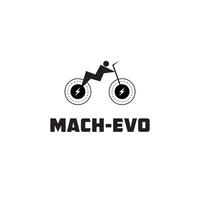 elektronisch fiets logo ontwerp, vector illustratie van fietser met elektronisch flash