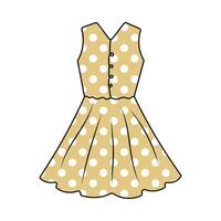 jurk vrouwen, technisch tekening. romantisch jurk polka punt geïsoleerd Aan een wit achtergrond. mode Dames kleren vector