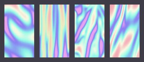 y2k holografische esthetisch abstract helling pastel regenboog eenhoorn achtergrond met doorzichtig neon wazig patroon. sociaal media verhalen hoogtepunt Sjablonen voor digitaal afzet voor verhalen vector