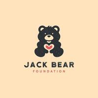 schattig vriendelijk teddy beer wijnoogst bruin liefde icoon clip art logo ontwerp vector ,voor kind logo bussines