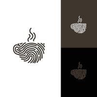 vingerafdruk met koffie kop vorm ontwerp logo vector