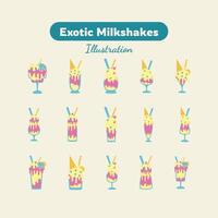 exotisch milkshakes in bril met rietjes illustratie vector